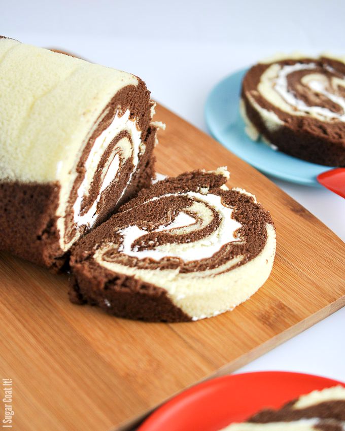 Chocolate Vanilla Swiss Roll With Coconut Whipped Cream - I Sugar Coat It
