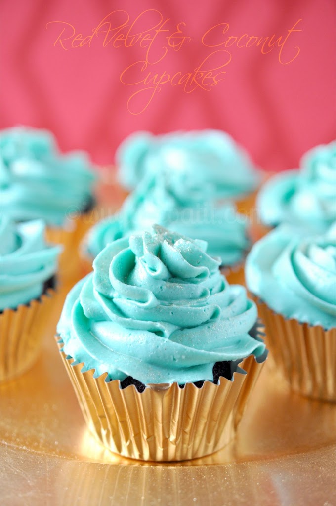 Red Velvet Cupcakes with Coconut Swiss Meringue Buttercream