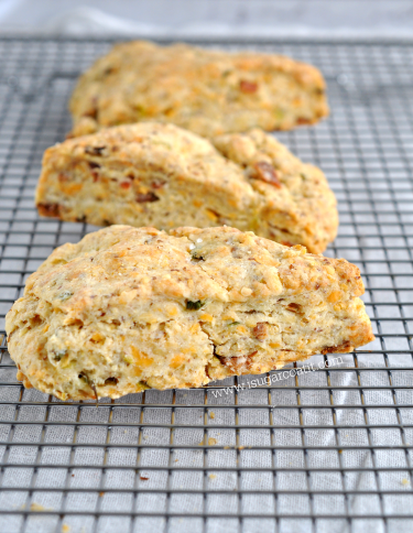 Maple Bacon Cheddar Flax Scones