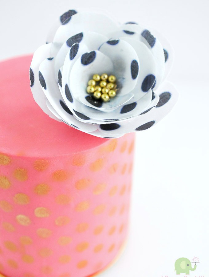 Polka Dot Wafer Paper Flower