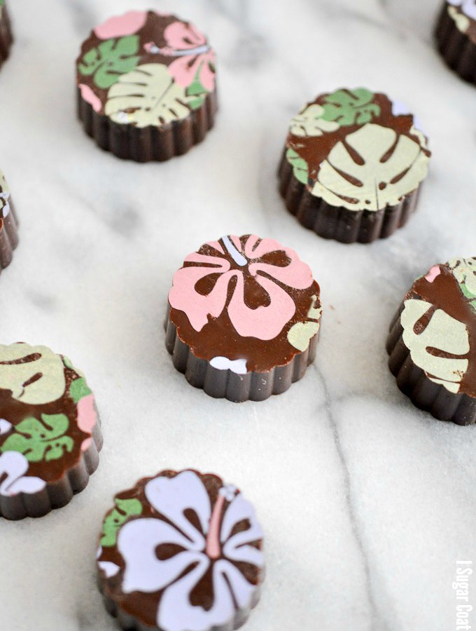 Dulcey Ganache Cups with Chocolate Transfer