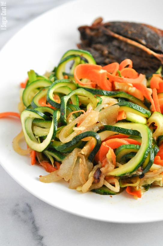 Spiralized Grilled Zucchini and Carrot Noodles