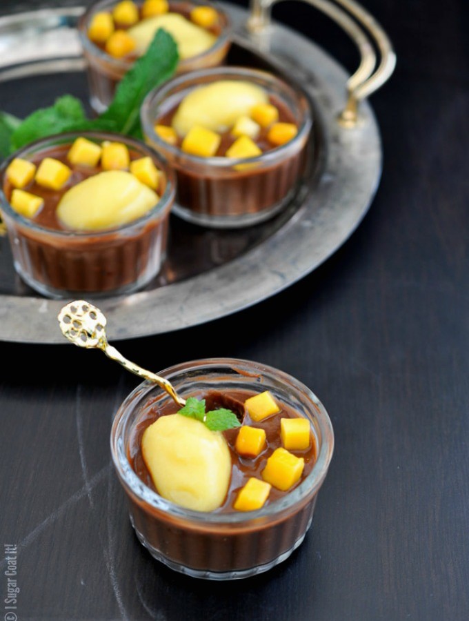 Castello Blue Chocolate Mousse + Mango Sorbet