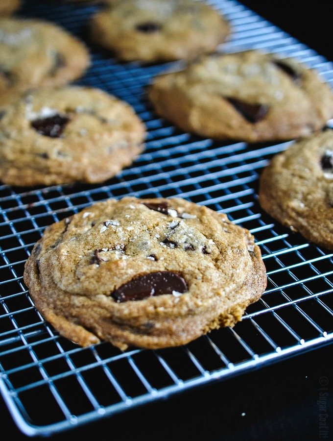 Browned Butter Mascarpone Chocolate Chunk Cookies flaunt perfectly crisp edges and a melt-in-your-mouth, chewy centre, stuffed with dark chocolate chunks.