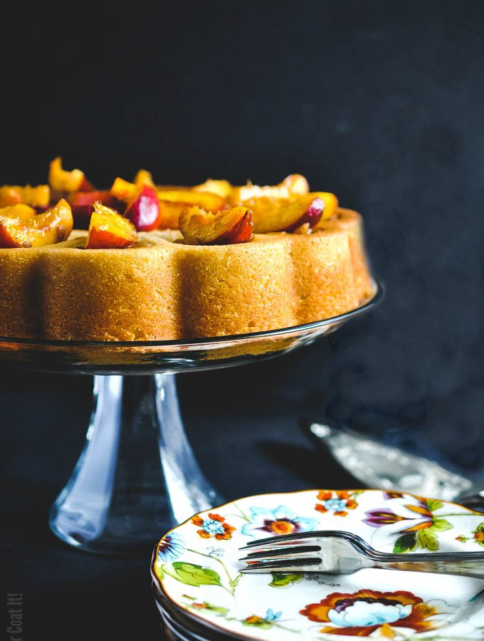Grilled Bourbon Peach Browned Butter Cake
