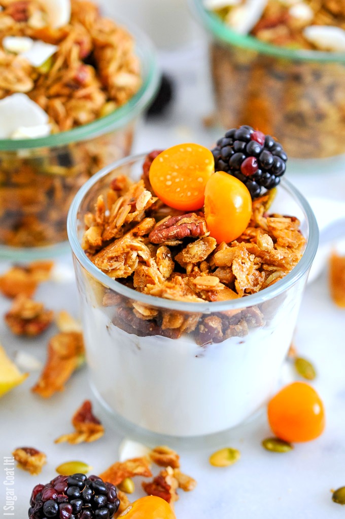 This 5-Minute Maple Pecan Granola packs an unbelievable crunch and comes together quickly, easily and deliciously using the microwave.