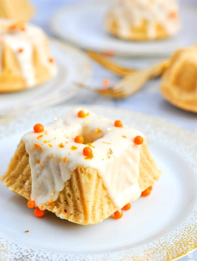 Filled with citrus, vanilla and a little bubbly, these Clementine Champagne Mini Bundt Cakes are akin to a mimosa.