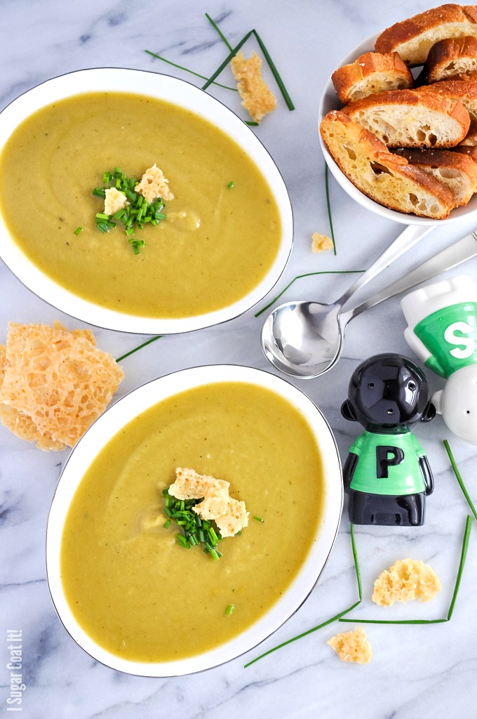 Roasted Leek Lentil Soup. Root vegetables and lentils roasted and pureed for a warm, hearty bowl of comfort.