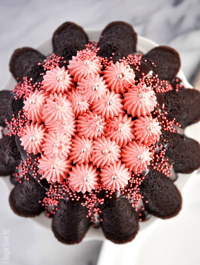 Raspberry Cassis Chocolate Cake is my favourite one-bowl chocolate cake, topped with raspberry cassis ganache and clouds of whipped coconut cream.