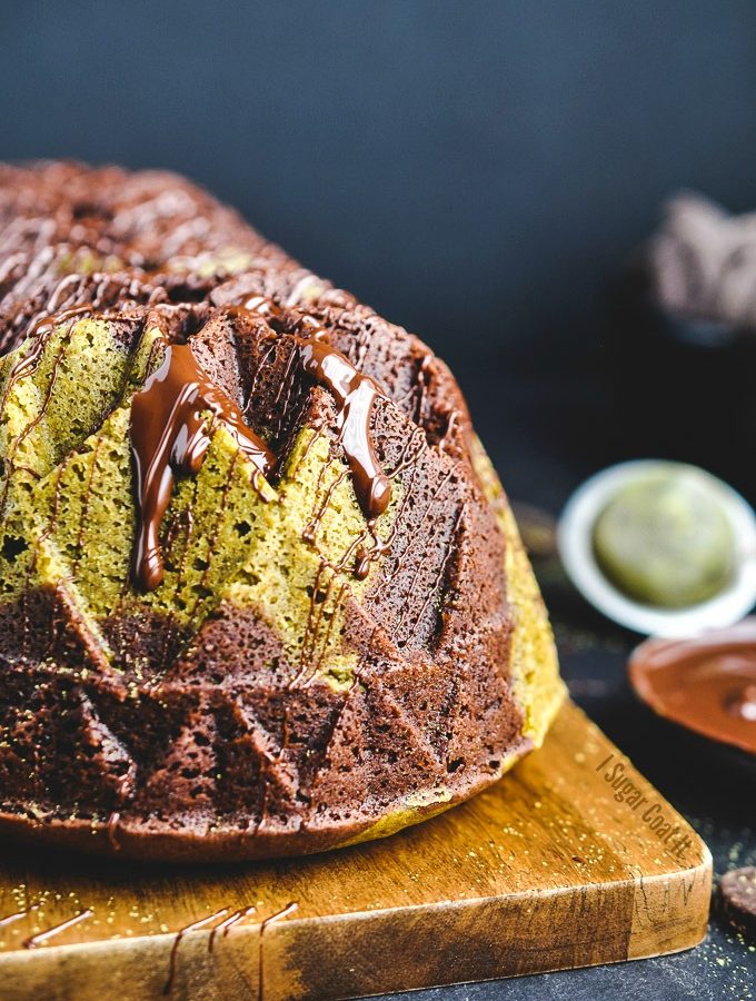 Green tea and chocolate unite for a deliciously decadent Matcha Chocolate Bundt Cake.