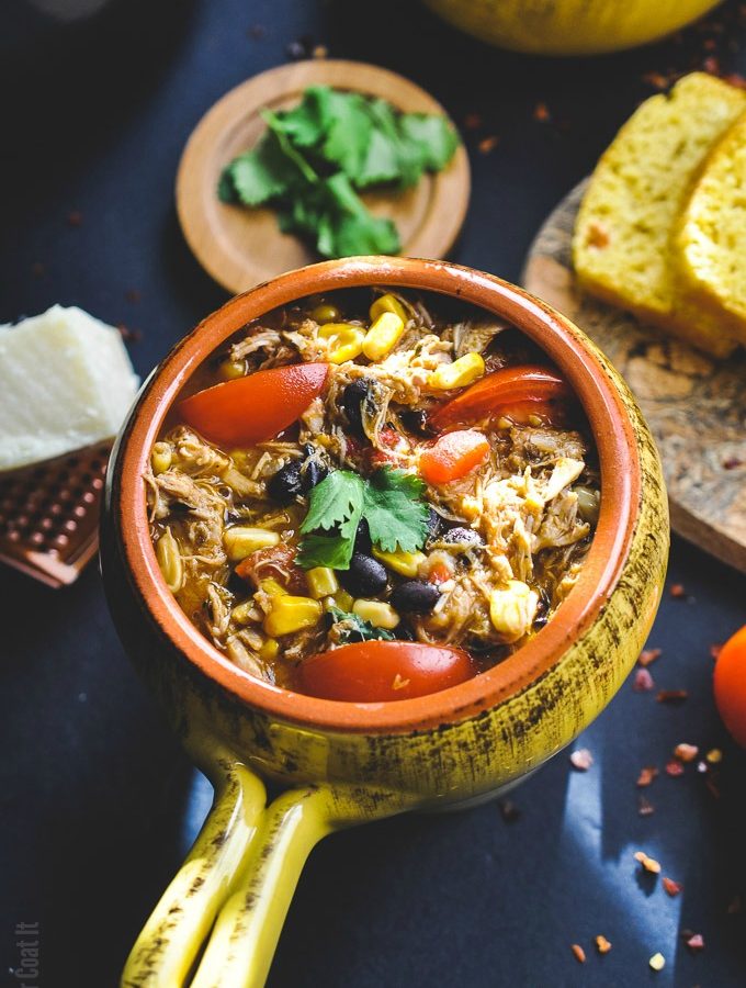 Hearty, comforting Leftover Turkey Chili and Cornbread, packed with mega flavour and a little heat to warm up your winter tastebuds!