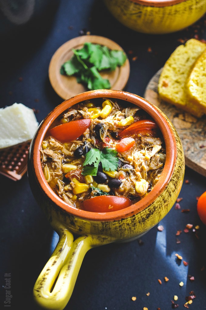 Hearty, comforting Leftover Turkey Chili and Cornbread, packed with mega flavour and a little heat to warm up your winter tastebuds!