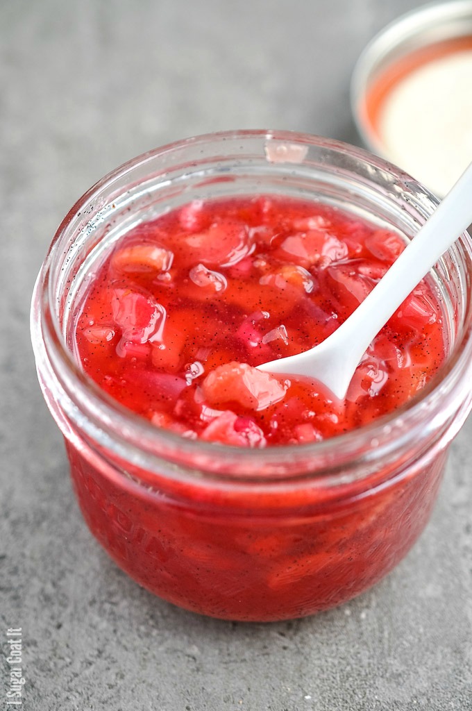 Sweet, tangy, silky Rhubarb Elderflower Jam made sous vide.