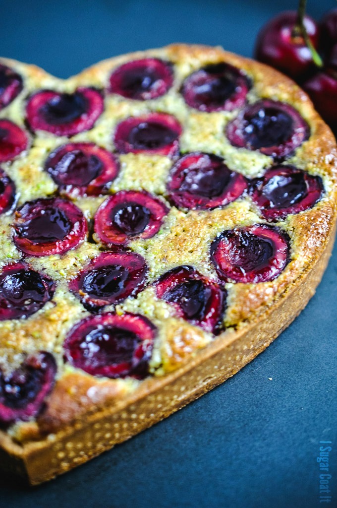 Cherry Berry Pistachio Tarts are fresh cherries and berries nestled in a pistachio cream filling, baked into perfectly crisp, marcona almond sweet pastry.